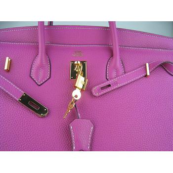 Hermes Birkin 6099 Handbag Cow Leather Purple