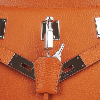 Cheap  Hermes Jypsiere H6508 Cow Leather Orange Handbag