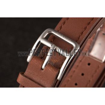 Replica Hermes  MOP Dial Brown Elongated Leather Bracelet 801393