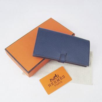 Hermes Wallet H015 Ladies Cow Leather Blue Replica