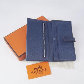 Hermes Wallet H015 Ladies Cow Leather Blue Replica