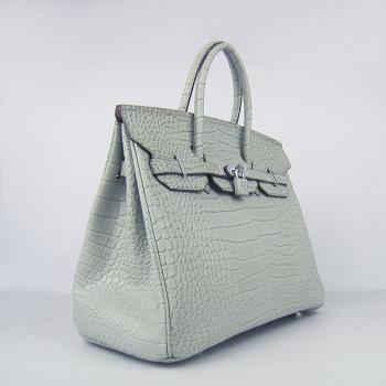 Hermes Birkin 6089 Handbag Crocodile Silver Replica