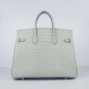 Hermes Birkin 6089 Handbag Crocodile Silver Replica