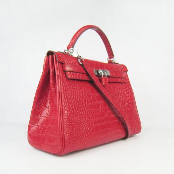 Hermes Kelly 6108 Ladies Crocodile Red Bag