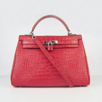 Hermes Kelly 6108 Ladies Crocodile Red Bag