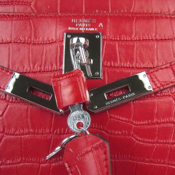 Hermes Kelly 6108 Ladies Crocodile Red Bag