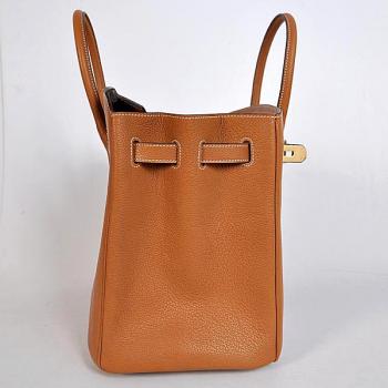 Hermes Original leather HB35 Handbag Cow Leather Coffee