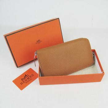 Hermes Wallet H016 Wallet Lambskin Coffee