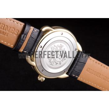 Hermes  Croco Leather Strap Silver Dial 801401