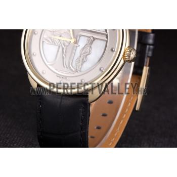 Hermes  Croco Leather Strap Silver Dial 801401