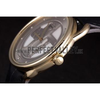 Hermes  Croco Leather Strap Silver Dial 801401