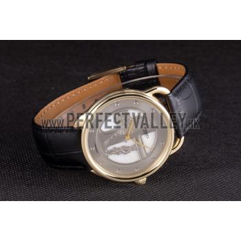 Hermes  Croco Leather Strap Silver Dial 801401