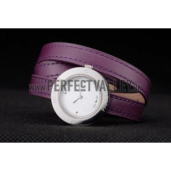 Cheap Hermes  MOP Dial Purple Elongated Leather Strap