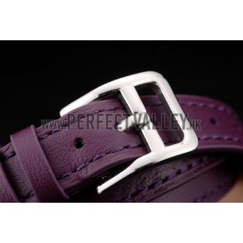 Cheap Hermes  MOP Dial Purple Elongated Leather Strap