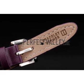 Cheap Hermes  MOP Dial Purple Elongated Leather Strap