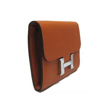 Hermes Wallet H2006 Ladies Cow Leather Orange