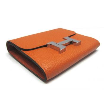 Hermes Wallet H2006 Ladies Cow Leather Orange