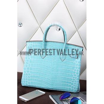 Replica Hermes Birkin 35 Crocodile Leather Lagon 608050