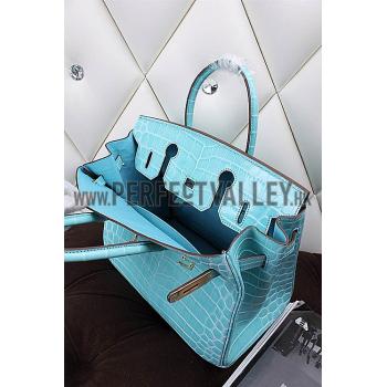 Replica Hermes Birkin 35 Crocodile Leather Lagon 608050