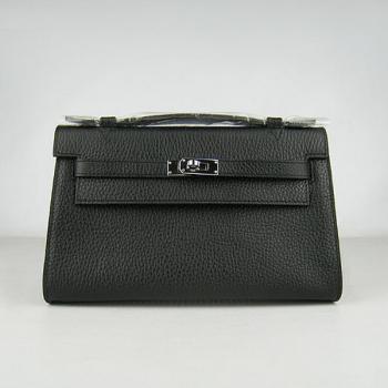 Hermes Clutches H008 Briefcase Cow Leather Black Handbag