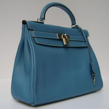 Hermes Kelly 62644 Ladies Cow Leather Blue Handbag