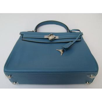 Hermes Kelly 62644 Ladies Cow Leather Blue Handbag