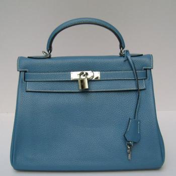 Hermes Kelly 62644 Ladies Cow Leather Blue Handbag