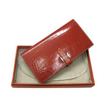 Hermes Wallet H1114 Ladies Crocodile Coffee