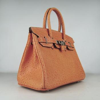 Hermes Birkin 6088 Ladies Ostrich Skin Orange Handbag