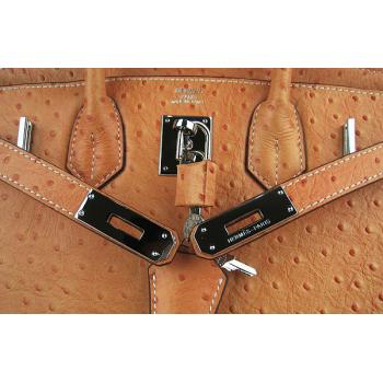 Hermes Birkin 6088 Ladies Ostrich Skin Orange Handbag