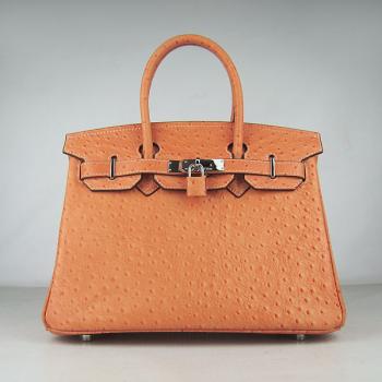 Hermes Birkin 6088 Ladies Ostrich Skin Orange Handbag