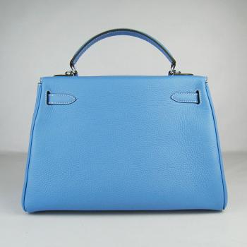 Hermes Kelly 6108 2way Cow Leather Blue