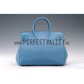 Hermes Birkin Horse Embossed Gold Hardware Tote Blue