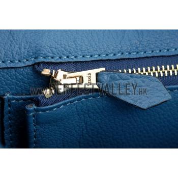 Hermes Birkin Horse Embossed Gold Hardware Tote Blue