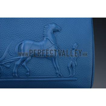 Hermes Birkin Horse Embossed Gold Hardware Tote Blue