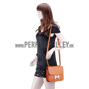 Replica Hermes Constance Orange with Silver Buckle