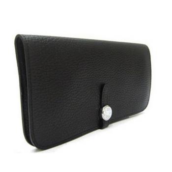 Hermes Wallet H2003 Ladies Cow Leather Black