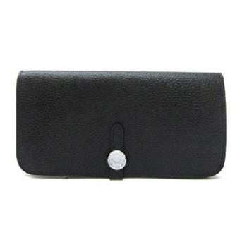 Hermes Wallet H2003 Ladies Cow Leather Black