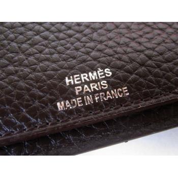 Hermes Wallet H2007 Ladies Cow Leather Coffee