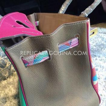 Replica Hermes Handbag Calfskin Green