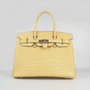 Hermes Birkin 6088 Handbag Crocodile Yellow Replica