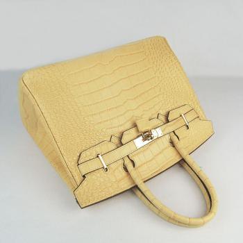 Hermes Birkin 6088 Handbag Crocodile Yellow Replica