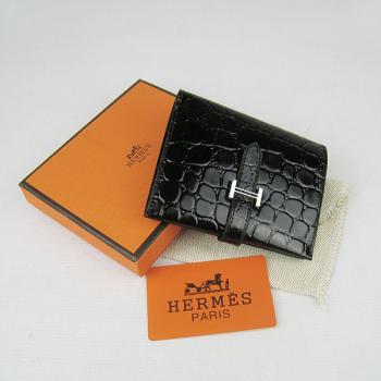 Cheap Hermes Wallet H006 Wallet Crocodile Black