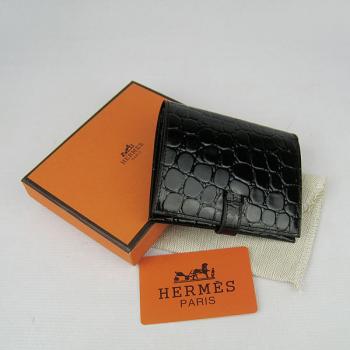 Cheap Hermes Wallet H006 Wallet Crocodile Black