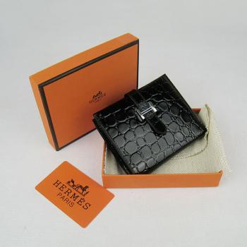 Cheap Hermes Wallet H006 Wallet Crocodile Black