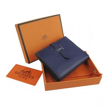 Cheap Hermes Wallet H006 Cow Leather Blue