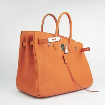 Cheap Hermes Original leather 6089A Ladies Orange Handbag