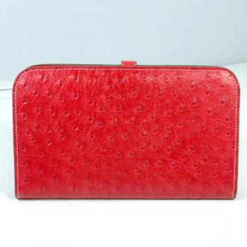 Hermes Wallet H001 Ladies Ostrich Skin Red