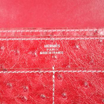 Hermes Wallet H001 Ladies Ostrich Skin Red