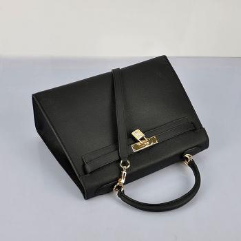 Hermes Original leather 6108 Ladies Black Handbag Replica